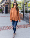 Darby Swiss Dot Ruffle Top - Rust