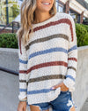 Mia Striped Popcorn Knit Sweater - Cream Multi