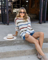 Mia Striped Popcorn Knit Sweater - Cream Multi