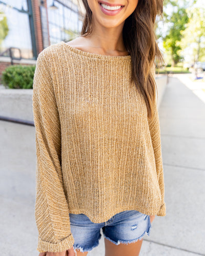 Alma Relaxed Sleeve Knit Top - Light Mustard