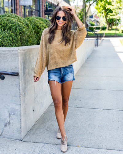 Alma Relaxed Sleeve Knit Top - Light Mustard
