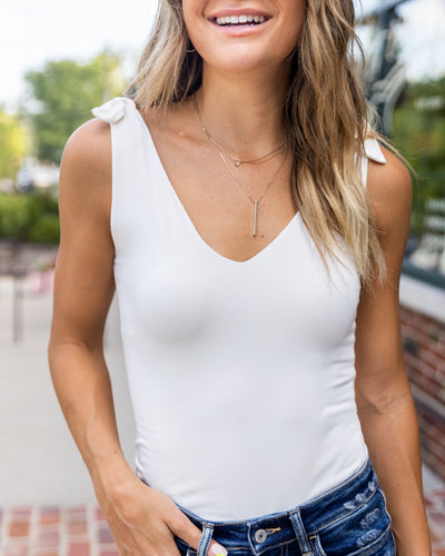 Ryann V-Neck Bodysuit - Off White