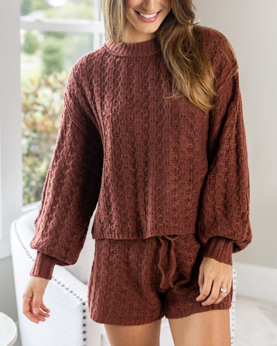 Melany Cable Knit Sweater - Marsala