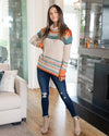 Melissa Cowl Neck Striped Sweater - Rust Multi