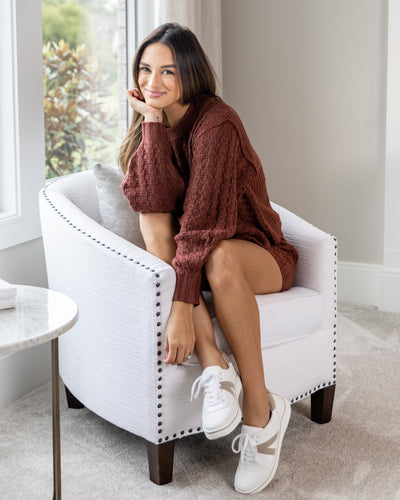 Melany Cable Knit Sweater - Marsala
