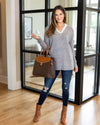 Elaine Collared V-Neck Sweater - Heather Grey