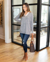 Elaine Collared V-Neck Sweater - Heather Grey