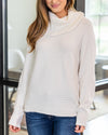 Alexa Ribbed Cowl Neck Sweater - Cream