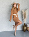 Maria Cowl Neck Sweater Dress - Camel
