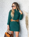 Maria Cowl Neck Sweater Dress - Hunter Green