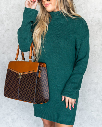 Maria Cowl Neck Sweater Dress - Hunter Green