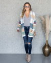 Nia Fuzzy Knit Striped Pocketed Cardigan - Teal Multi