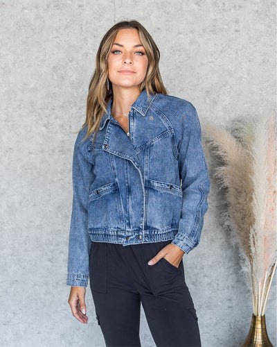 Kalina Denim Bomber Jacket - Medium Wash