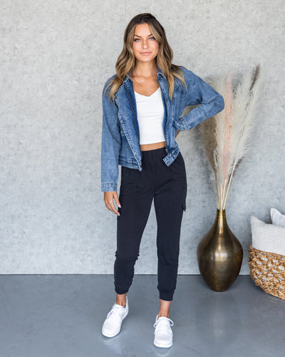 Kalina Denim Bomber Jacket - Medium Wash