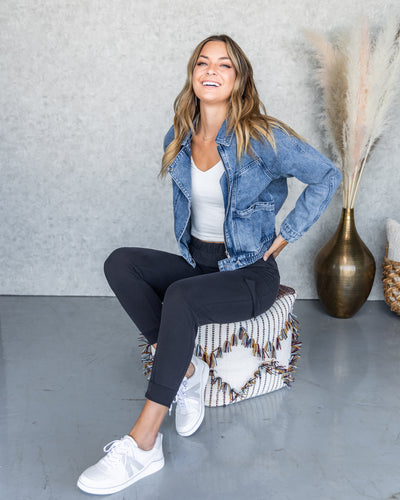 Kalina Denim Bomber Jacket - Medium Wash