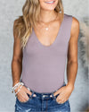 Kolbi V-Neck Bodysuit - Taupe