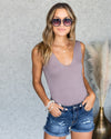 Kolbi V-Neck Bodysuit - Taupe