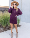 Juno Snap Button Up Sweater Dress - Deep Burgundy