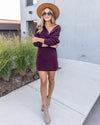 Juno Snap Button Up Sweater Dress - Deep Burgundy