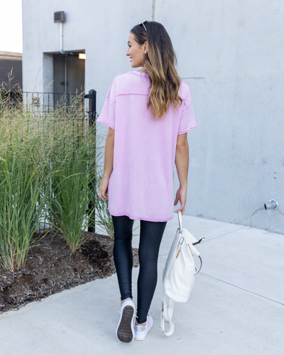 Valerie Oversized Pocket Tee - Taffy Pink