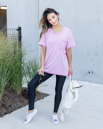 Valerie Oversized Pocket Tee - Taffy Pink