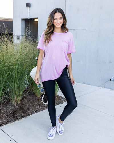 Valerie Oversized Pocket Tee - Taffy Pink