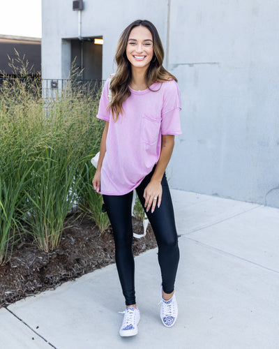 Valerie Oversized Pocket Tee - Taffy Pink