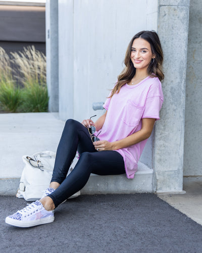 Valerie Oversized Pocket Tee - Taffy Pink