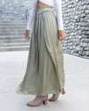 Jocelyn Smocked Satin Maxi Skirt - Light Olive