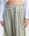 Jocelyn Smocked Satin Maxi Skirt - Light Olive