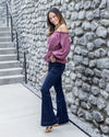 Kaylee Off Shoulder Textured Floral Print Top - Mauve