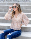 Meadow V-Neck Ditsy Floral Top - Off White