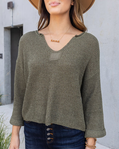 Brenda V-Neck Sweater - Olive