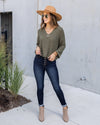 Brenda V-Neck Sweater - Olive