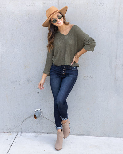 Brenda V-Neck Sweater - Olive