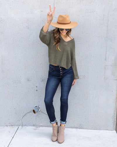 Brenda V-Neck Sweater - Olive