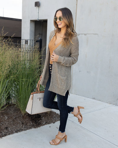 Hazel Lightweight Knit Cardigan - Light Olive