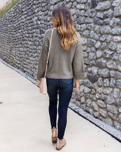 Florence Speckled Relaxed Sleeve Sweater - Olive
