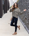 Florence Speckled Relaxed Sleeve Sweater - Olive