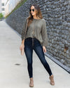 Florence Speckled Relaxed Sleeve Sweater - Olive