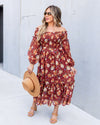 Elizabeth Smocked Off Shoulder Dress - Rust