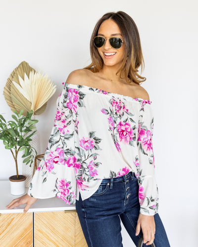 Juliette Floral Off Shoulder Top - Off White