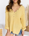 Eva V-Neck Button Sweater - Light Yellow
