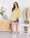 Eva V-Neck Button Sweater - Light Yellow