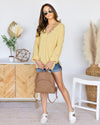 Eva V-Neck Button Sweater - Light Yellow