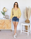 Eva V-Neck Button Sweater - Light Yellow