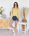 Eva V-Neck Button Sweater - Light Yellow