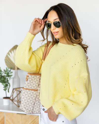 Madelyn Bubble Sleeve Sweater - Lemon