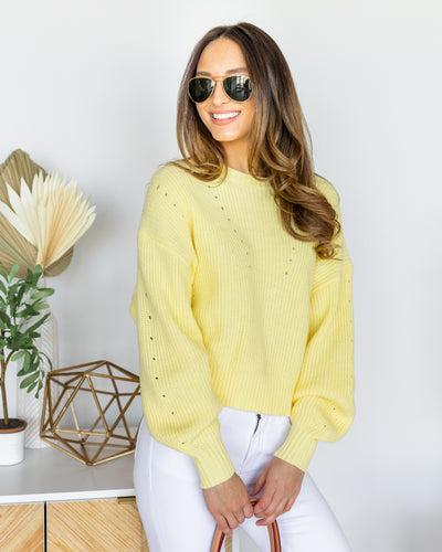 Madelyn Bubble Sleeve Sweater - Lemon