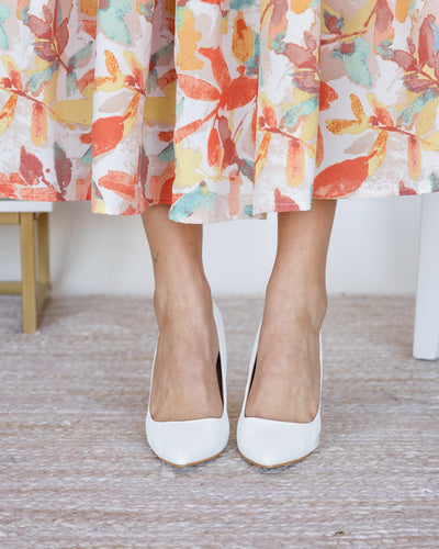 Tina Nubuck Pointed Toe Heels - White